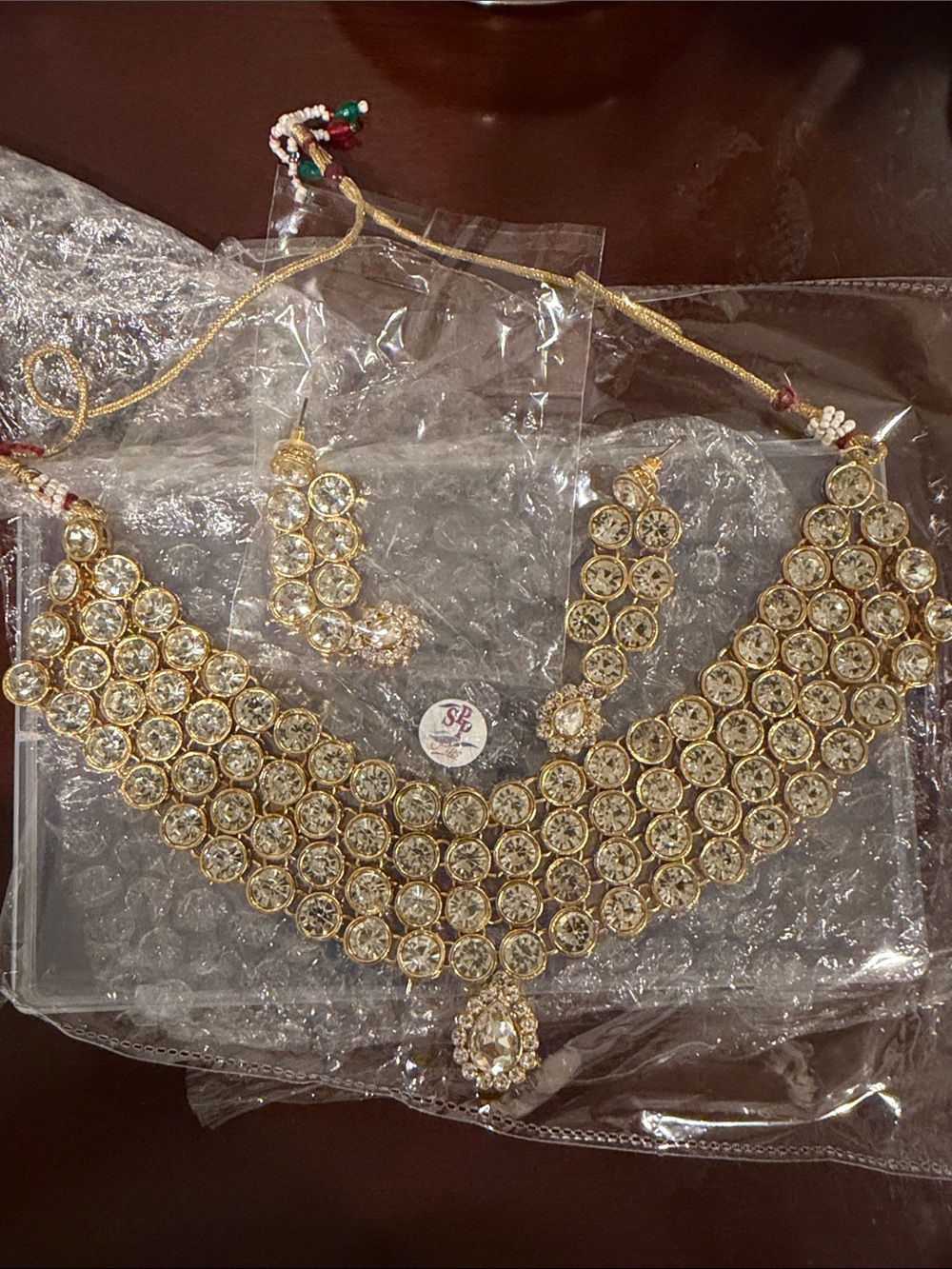 Gold-Tone Crystal Kundan Choker Necklace Set - Women Jewelry